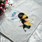 Bumblebee, First Flight, 100% Organic Cotton tea towel, Designed and printed in UK - by Sarah Epsom - Available for pre-order