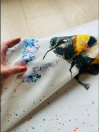 Bumblebee, First Flight, 100% Organic Cotton tea towel, Designed and printed in UK - by Sarah Epsom - Available for pre-order