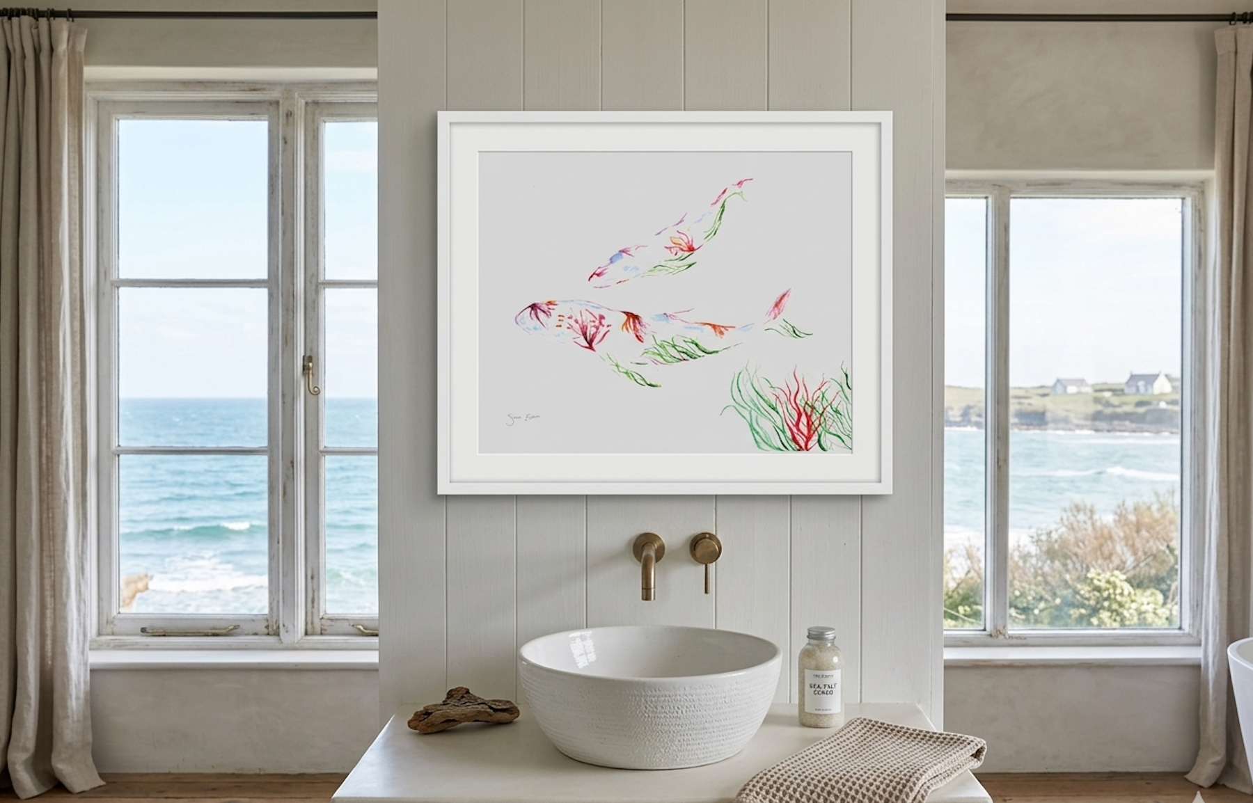 Whale Print  A3 Giclée on Hahnemühle German Etching Paper - by artist Sarah Epsom