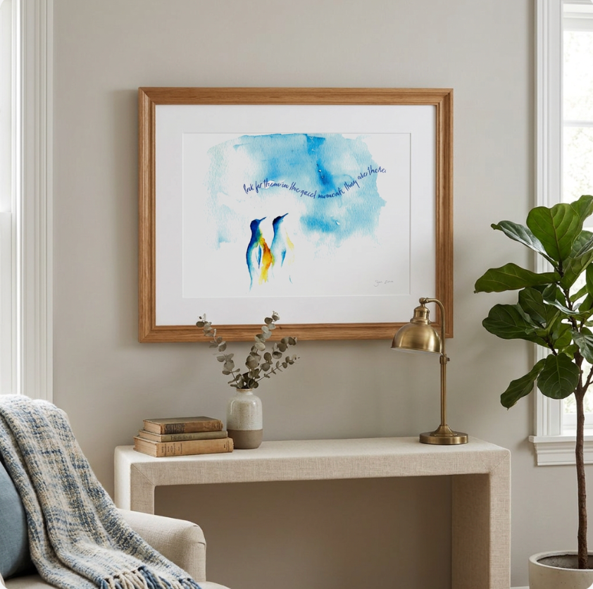 Penguins Art Print | A3 Giclée by Sarah Epsom