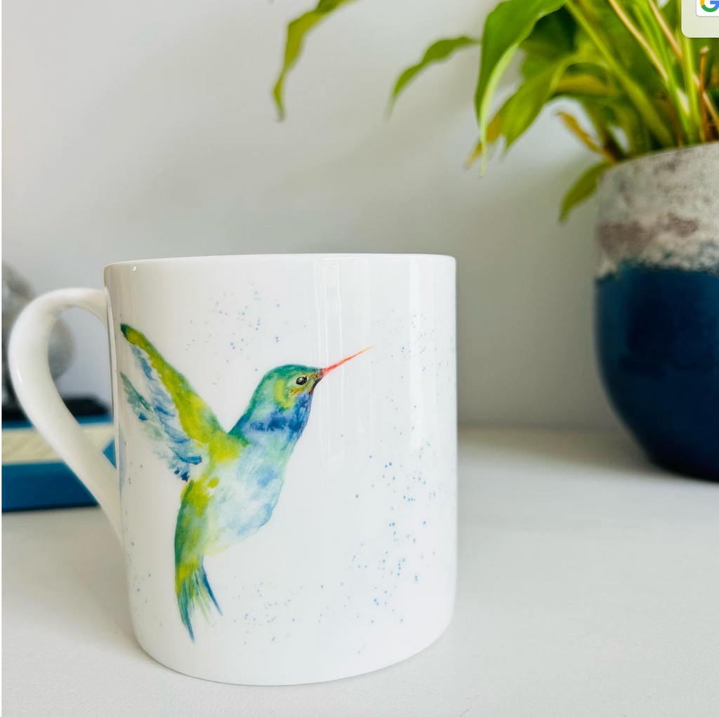 Hummingbird Mug, Fly to Freedom, Fine Bone China Mug by Sarah Epsom
