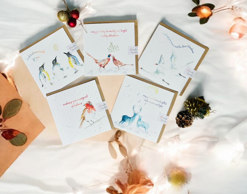Christmas Card Pack, Wildlife Greeting Cards - by Sarah Epsom