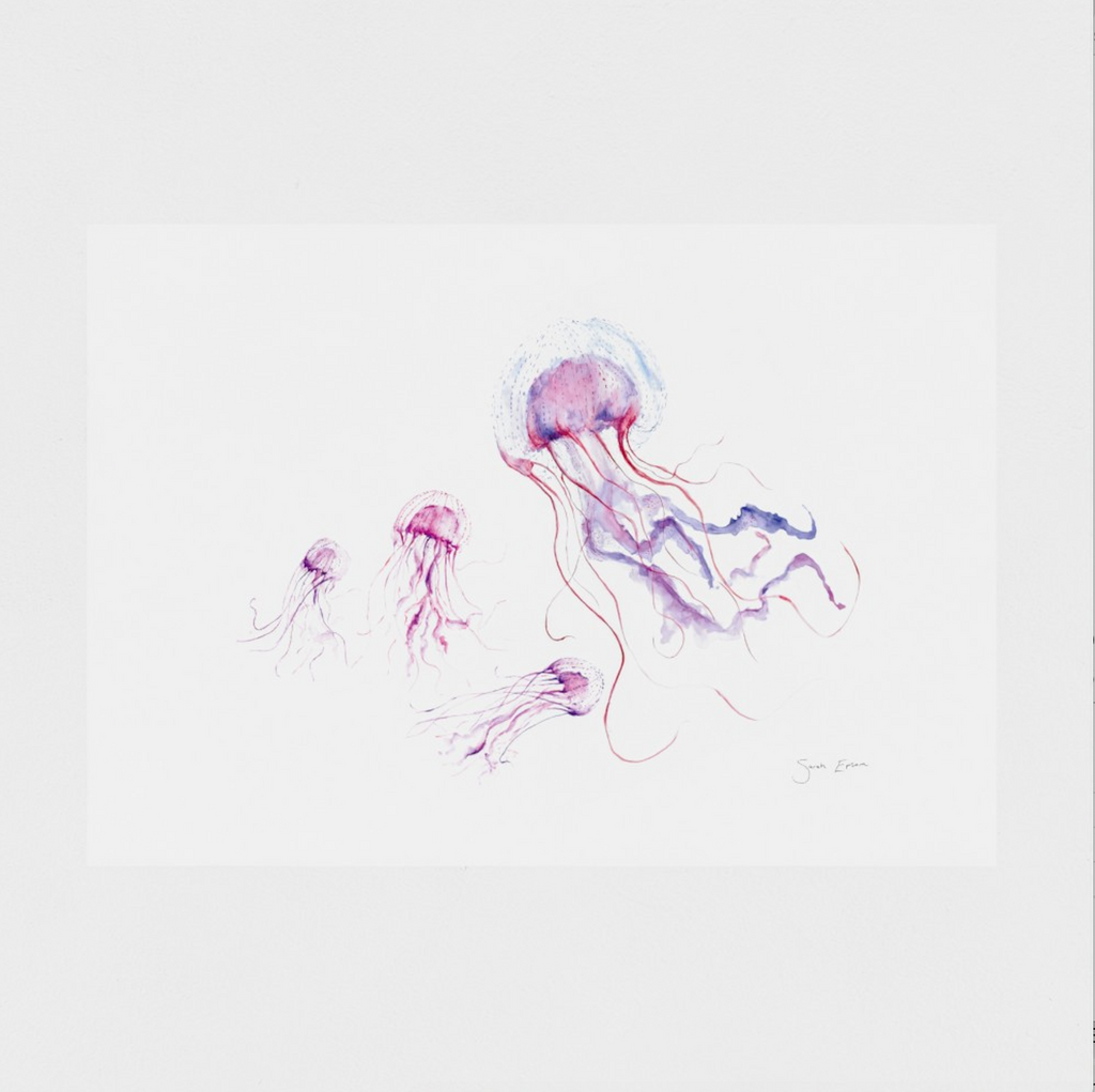 Jellyfish Art Print 'Jellyfish and Friends' | A3 Giclée on Textured Paper, by artist Sarah Epsom