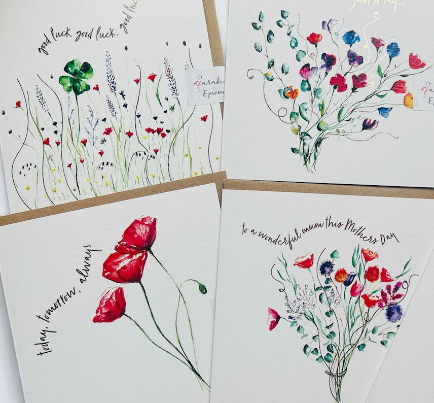 Floral Greeting Cards 'Aura', Occasions, Mothers Day, Sympathy, Good Luck by Sarah Epsom