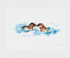 Otters Art Print A4 Giclée on on Hahnemühle German Etching Paper - by artist Sarah Epsom