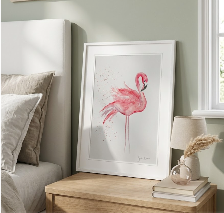 Flamingo Print| A3 Giclée on Hahnemühle German Etching Paper by Sarah Epsom