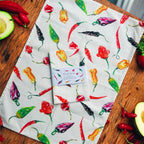 Chilli tea towel, Splash of Spice, 100% Organic Cotton tea towel, Designed and printed in UK - by Sarah Epsom
