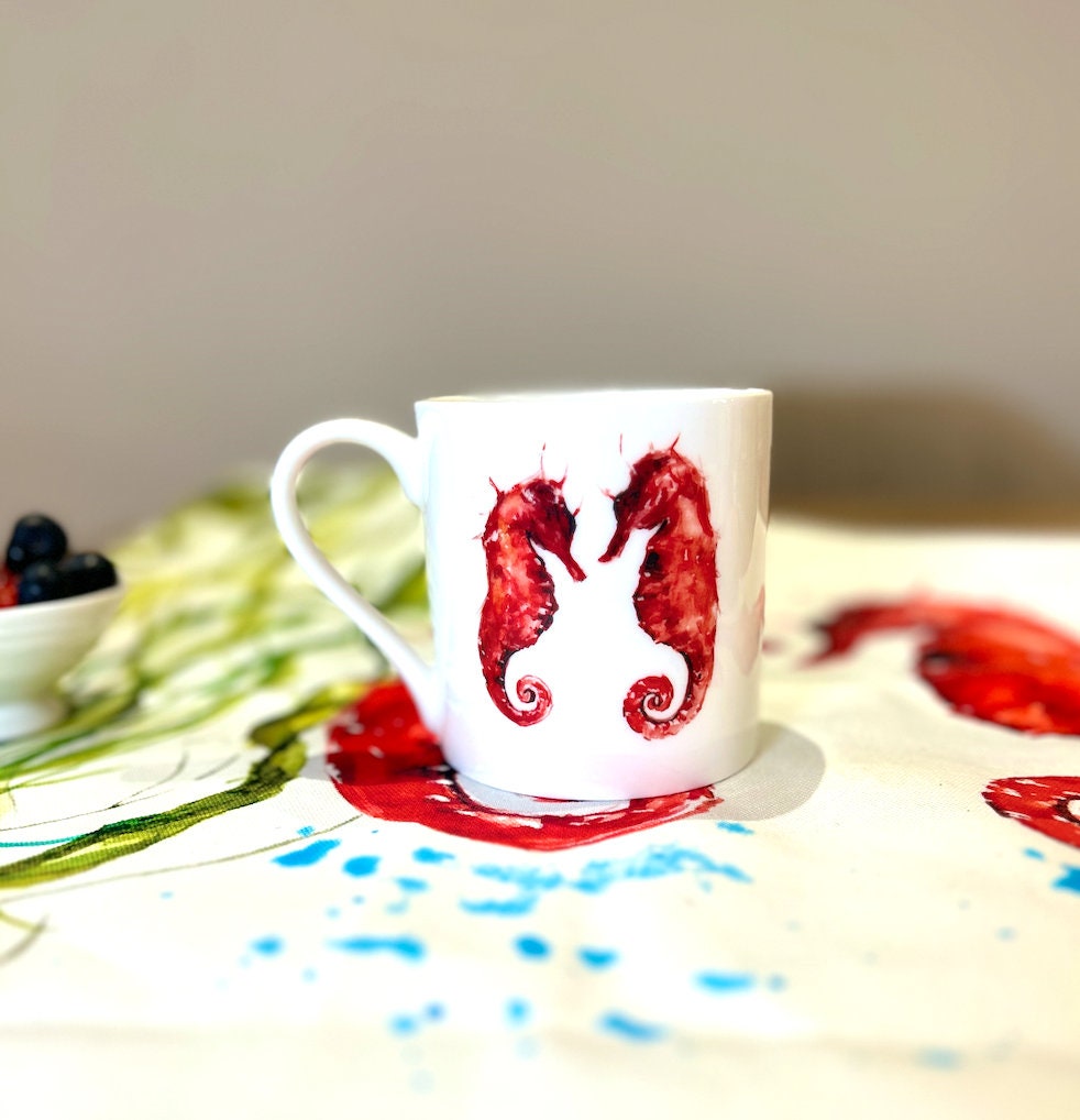 Seahorse Mug, Seahorse Love, Fine Bone China Mug by Sarah Epsom