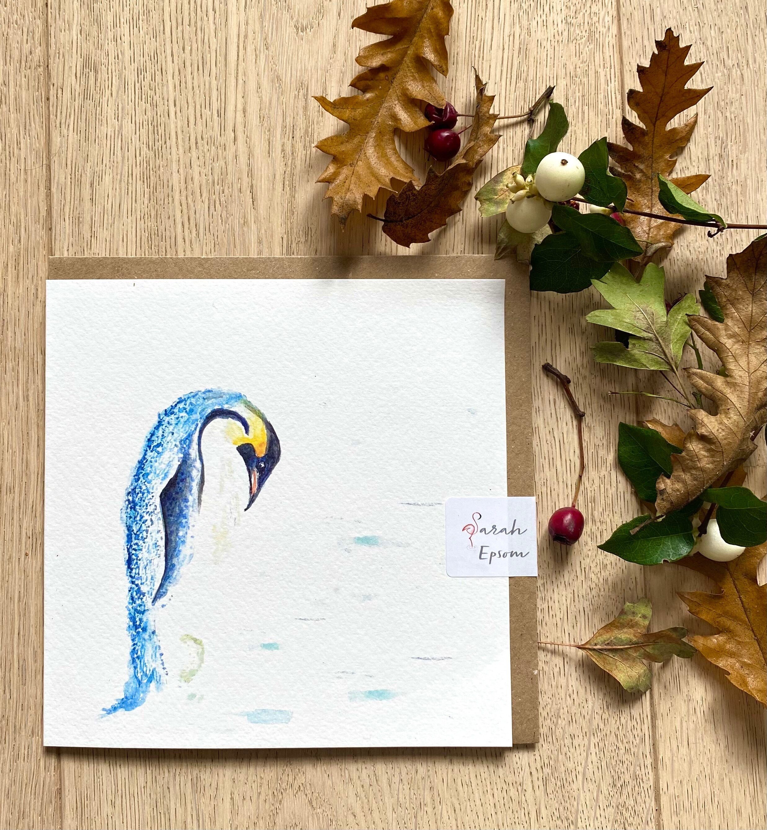 Christmas Penguin 'A Christmas Love', Greeting Card -by Sarah Epsom