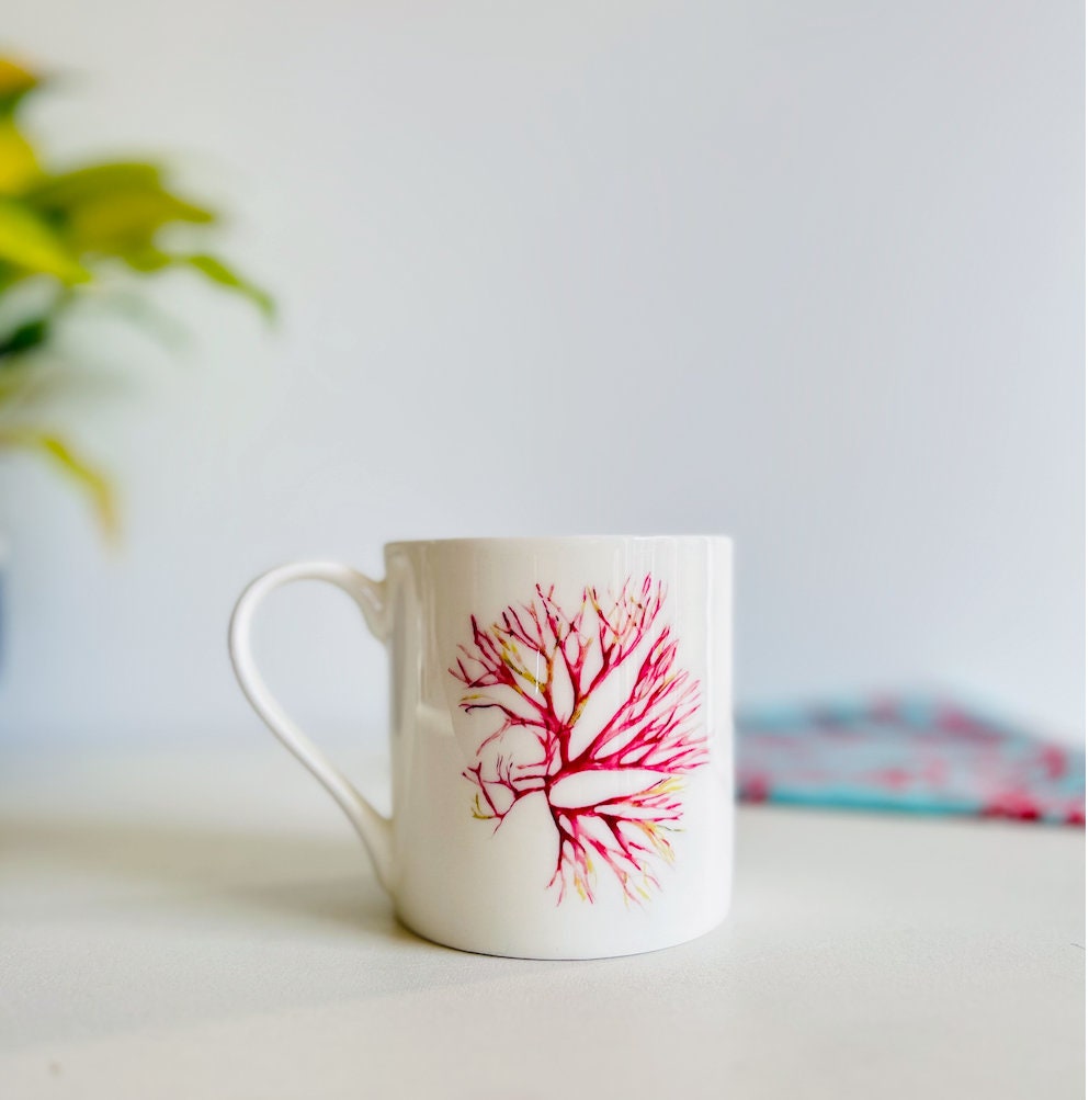 SALE - Seaweed Mug, Blushing Seaweed, Fine Bone China Mug by Sarah Epsom
