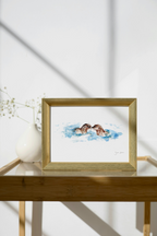 Otters Art Print A4 Giclée on on Hahnemühle German Etching Paper - by artist Sarah Epsom