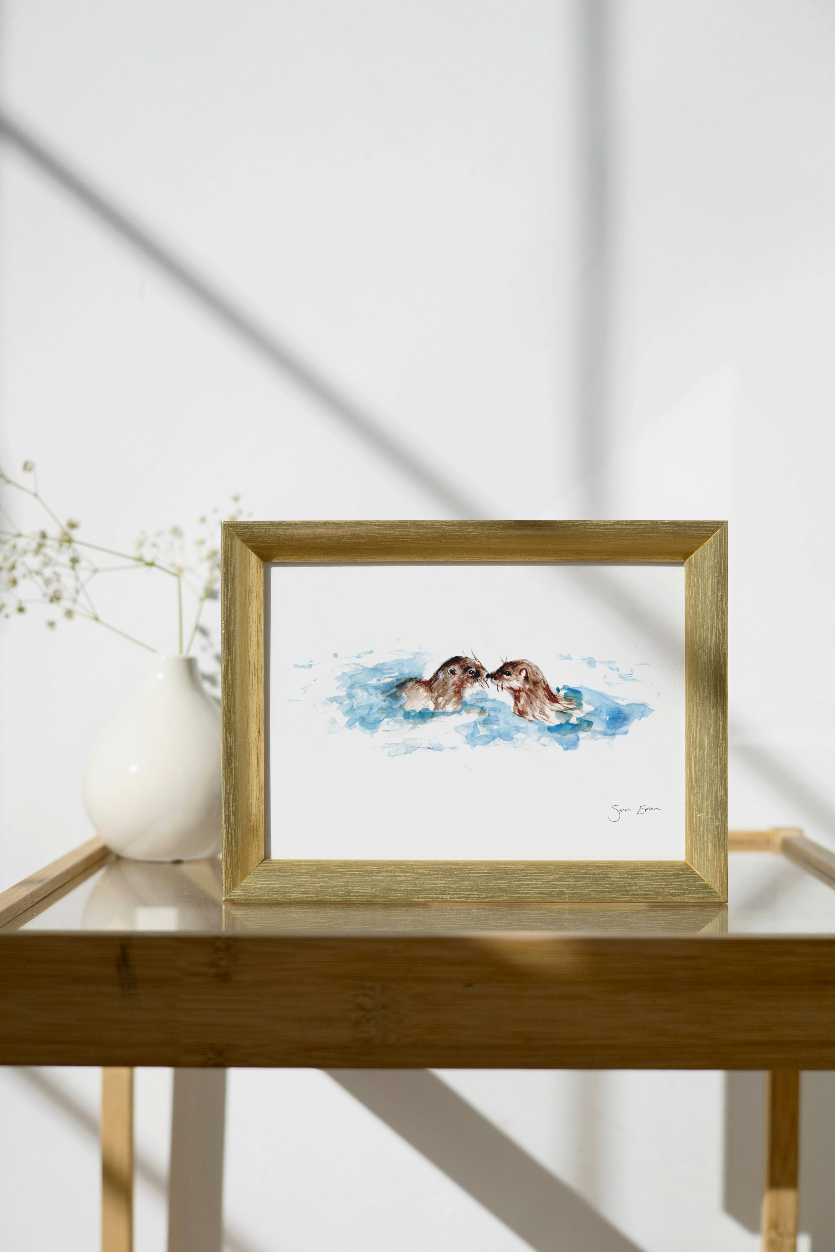 Otters Art Print A4 Giclée on on Hahnemühle German Etching Paper - by artist Sarah Epsom