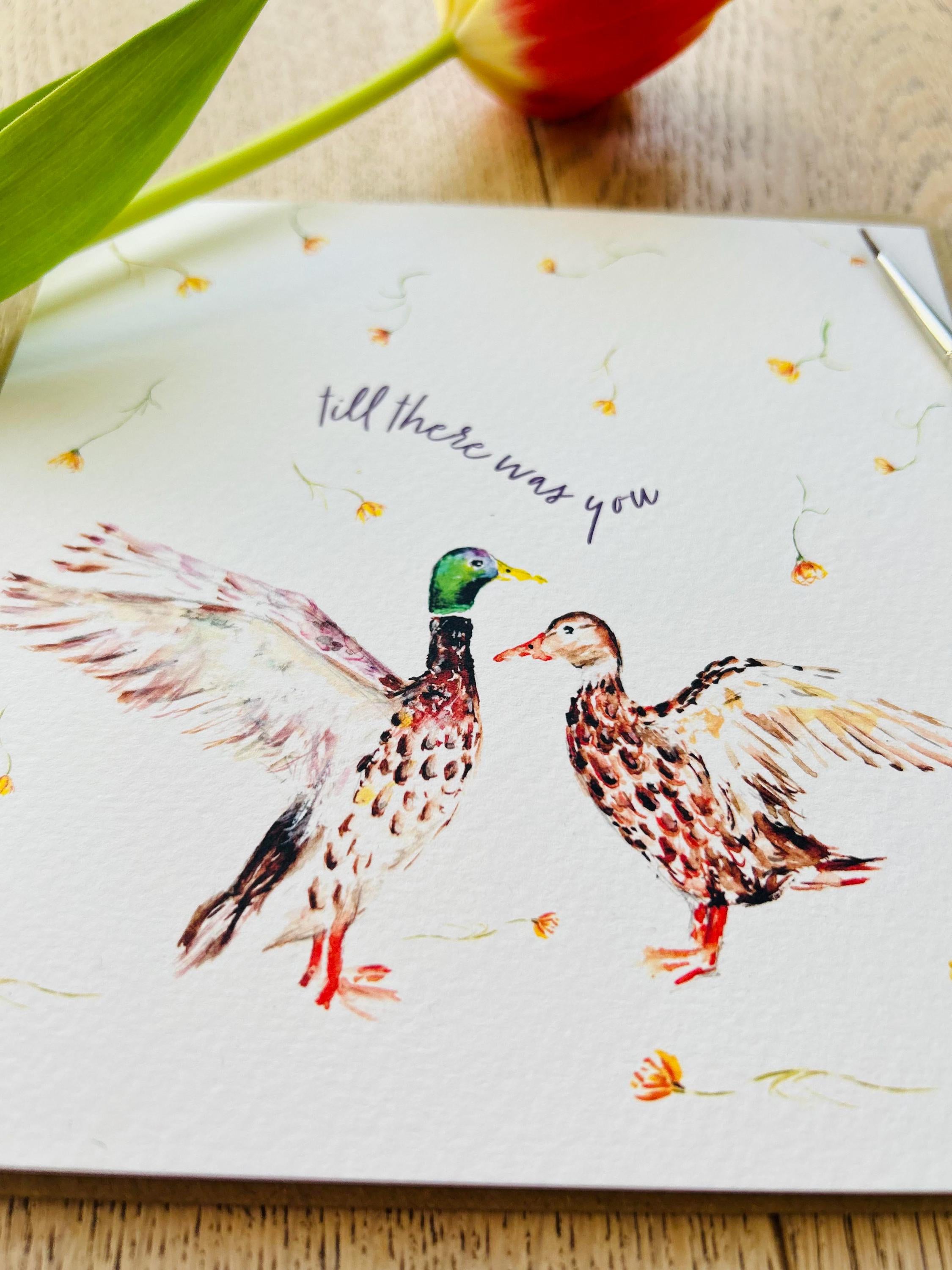 Watercolour Ducks, 'Till there was you' Anniversary Greeting Card - by Sarah Epsom