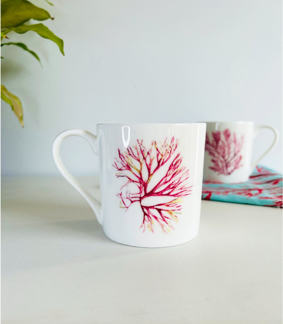 SALE - Seaweed Mug, Blushing Seaweed, Fine Bone China Mug by Sarah Epsom