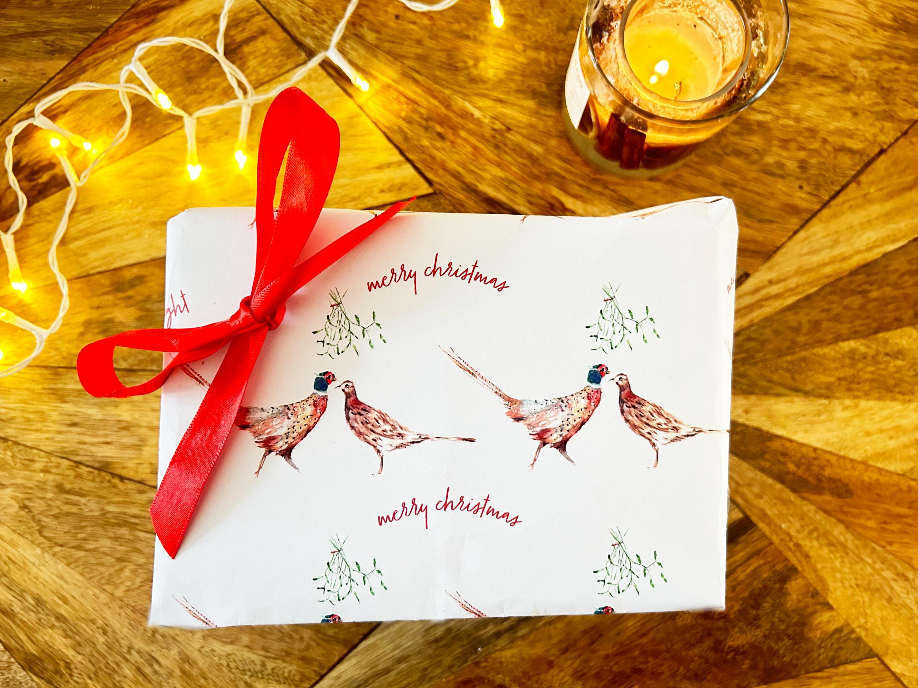 Christmas Wrapping Paper, Pheasants, Holiday Gift Wrap by Sarah Epsom