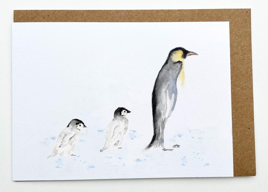 Emperor Penguin, Penguin Card, Fathers Day Card, Greeting Card, Blank Note Card, by artist Sarah Epsom