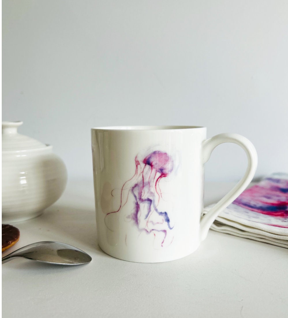Jellyfish Mug, Jellyfish and Friends, Fine Bone China Mug by Sarah Epsom