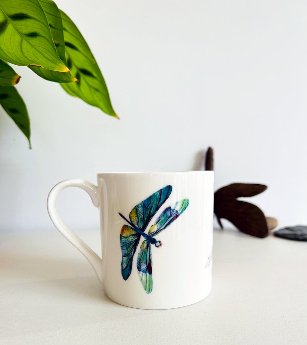 Dragonfly mug, Dancing Dragonflies, Fine Bone China Mug by Sarah Epsom