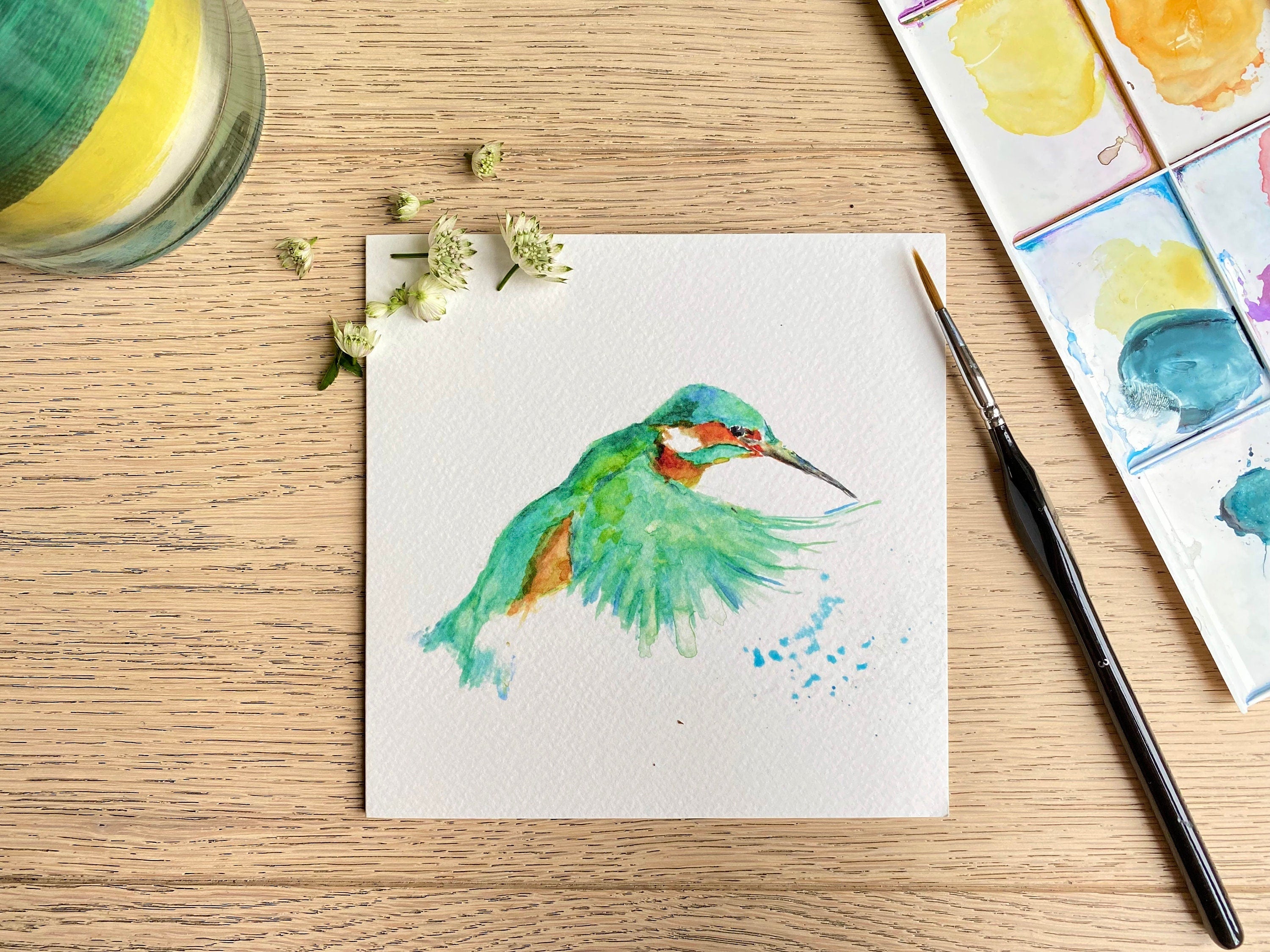 Kingfisher 'Emerald Wings' Greeting Card  - by Sarah Epsom