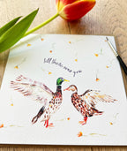 Watercolour Ducks, 'Till there was you' Anniversary Greeting Card - by Sarah Epsom
