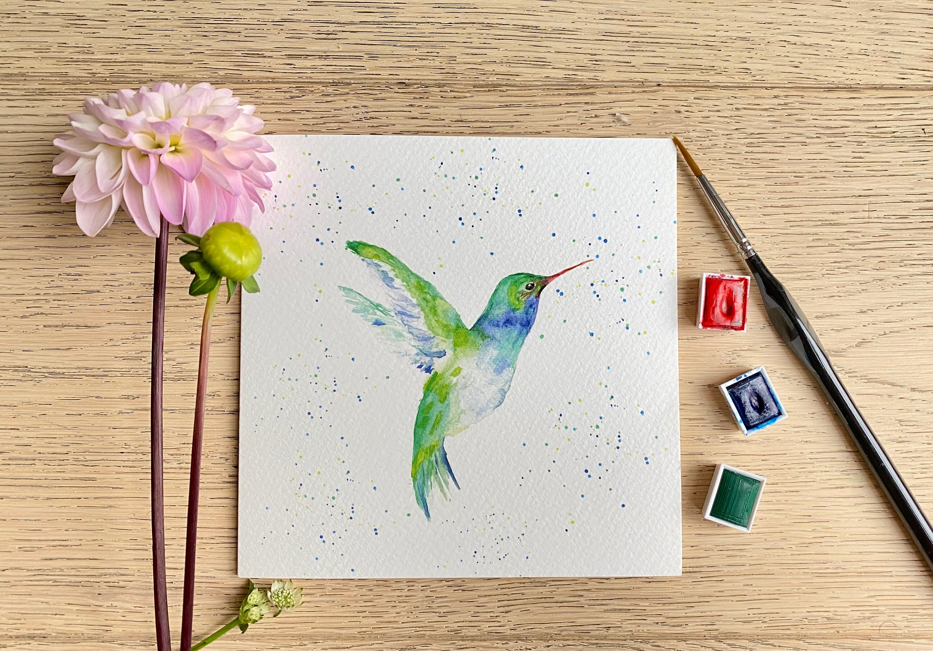 Hummingbird 'Fly to Freedom', Greeting Card - by Sarah Epsom