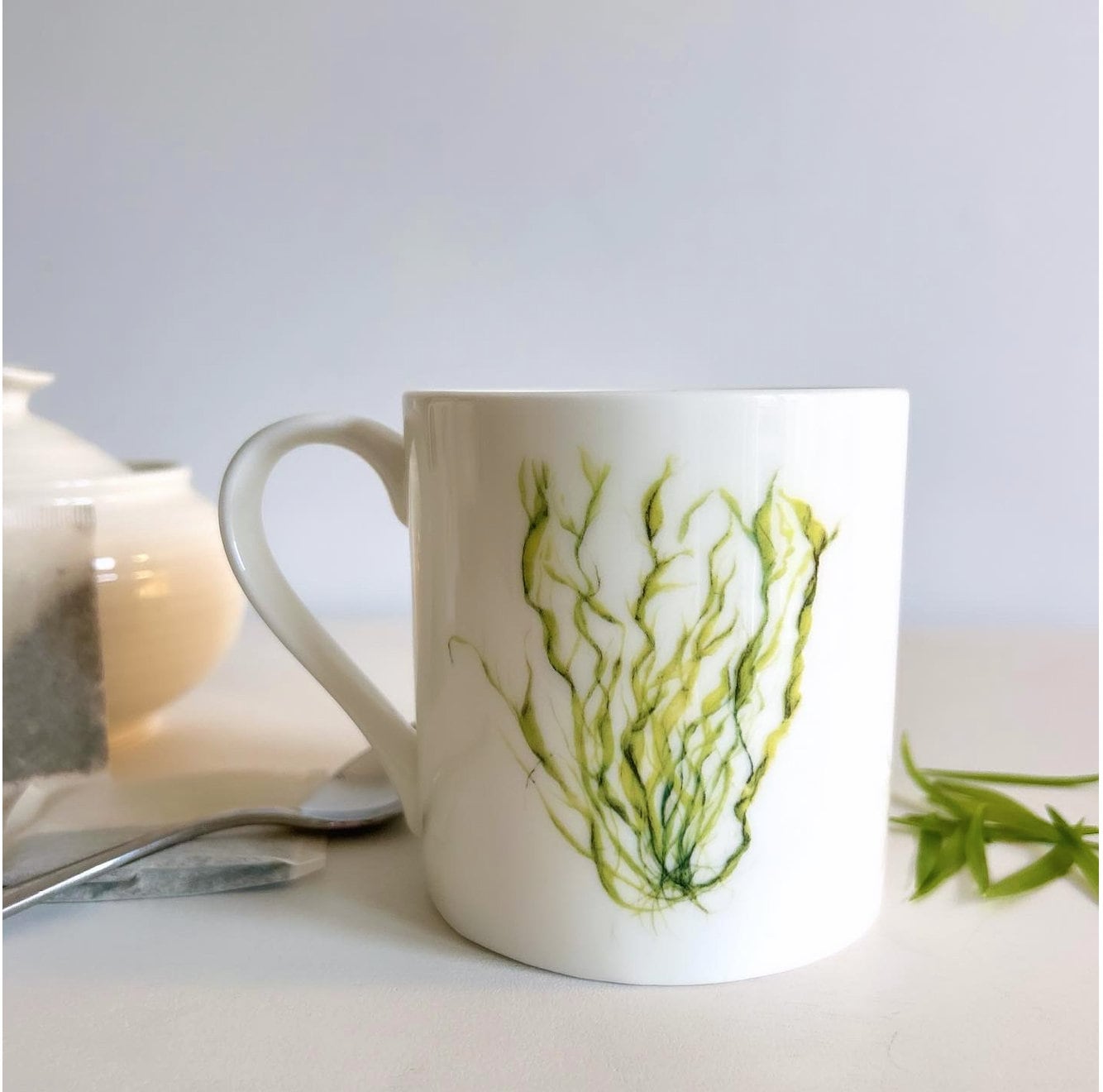 Seaweed Mug, Lettuce of the Sea, Seaweed design, Fine Bone China Mug, Coastal Homeware, Coastal Kitchenware, Coastal mug