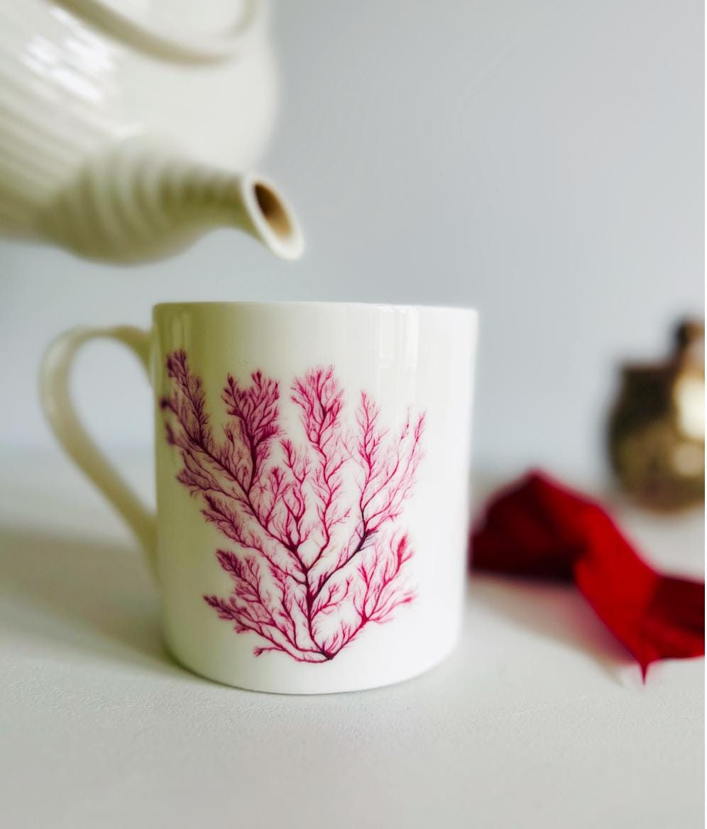 Ocean Gift Set, Fine Bone China Mug, Organic Tea Towel, FSC approved Card - by Sarah Epsom