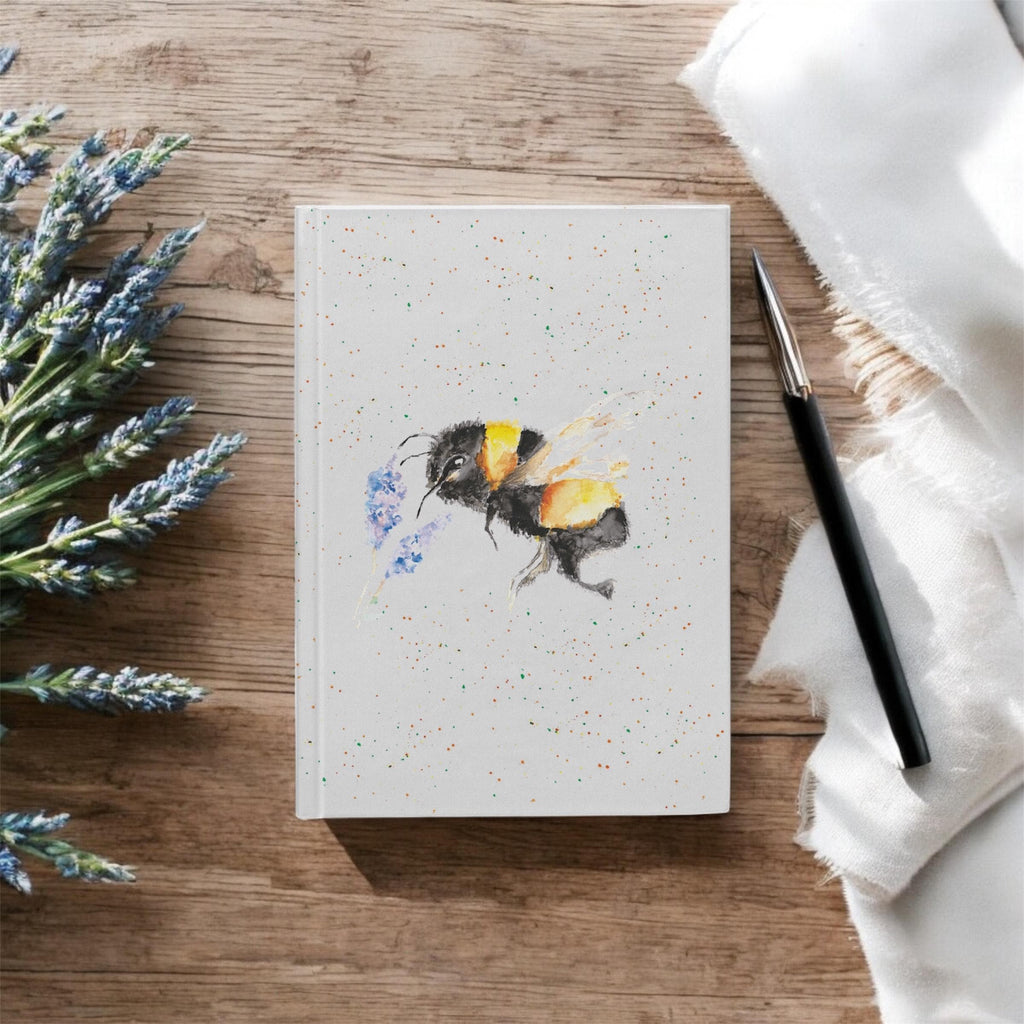 Bumblebee Hardback Journal, Watercolour Art, A5 Notebook, Lined paper, by Sarah Epsom
