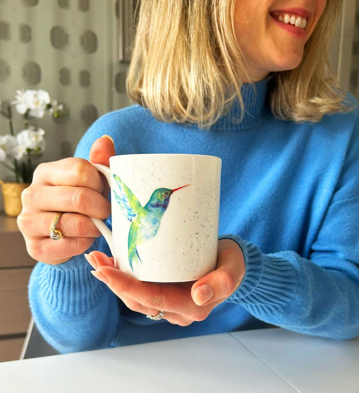 Hummingbird Mug, Fly to Freedom, Fine Bone China Mug by Sarah Epsom
